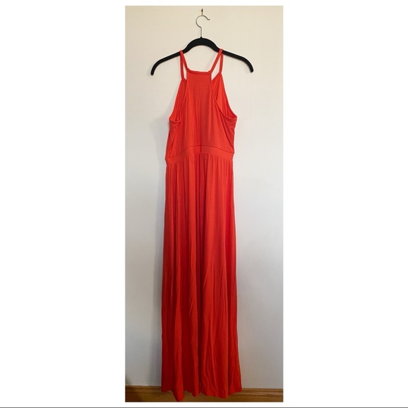 Old Navy Red-Orange Halter Maxi Dress | Size M - Picture 2 of 4